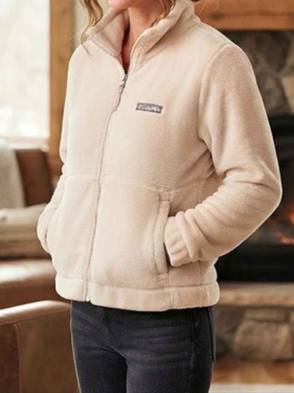 Columbia Womens Fireside FZ Jacket Light Beige Size XL Fleece Sweater NWT